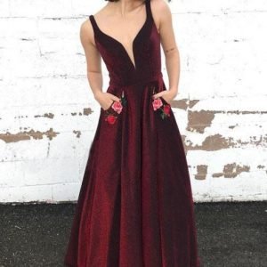 import placeholder for a line v neck long burgundy prom dress w 160219845