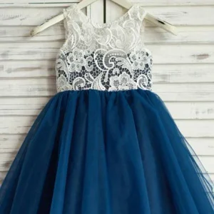import placeholder for a line round neck navy blue tulle flower 160220930