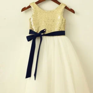 import placeholder for a line round neck ivory flower girl dres 160220726